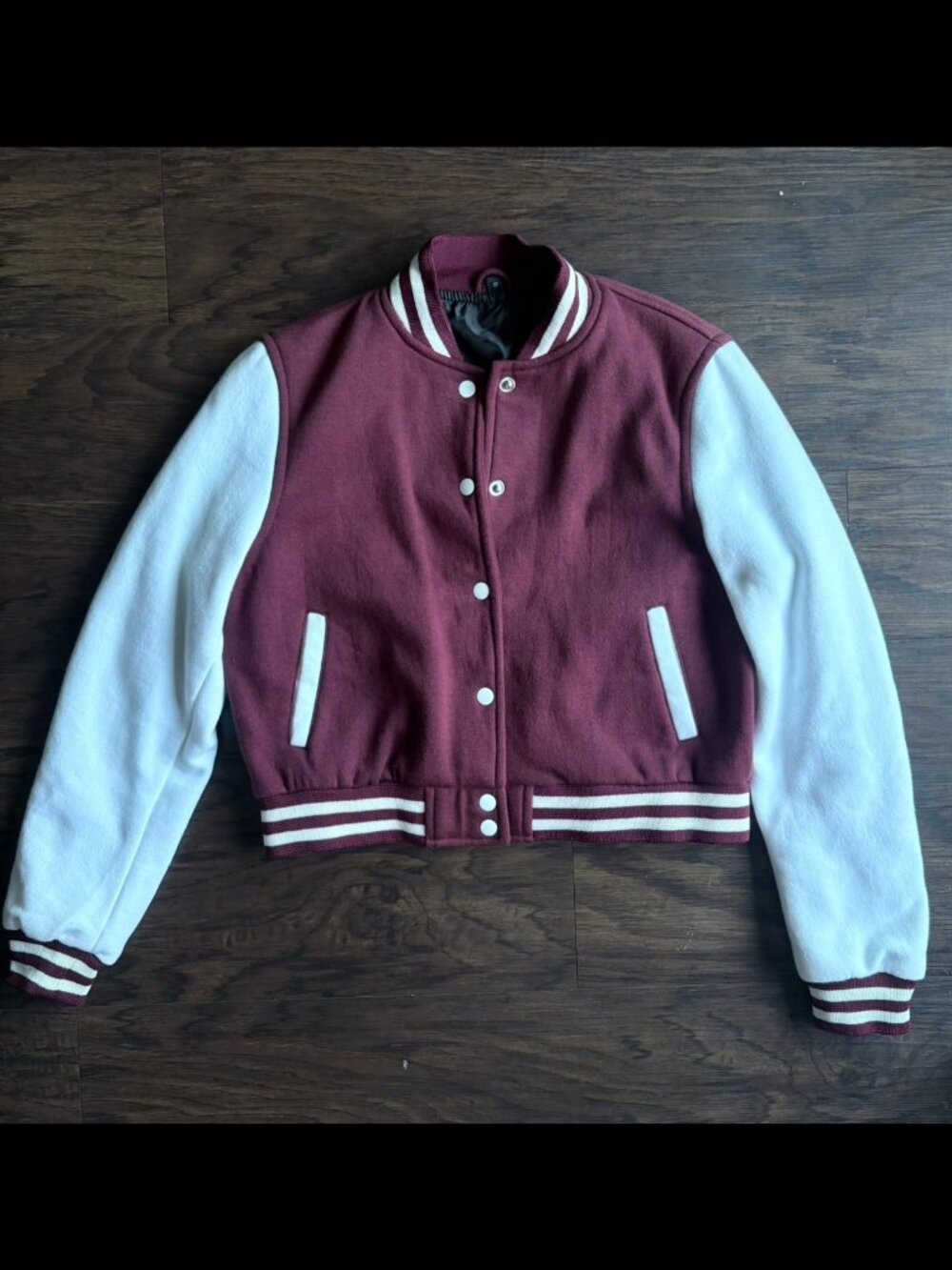 Like New Cropped Burgundy Varsity Jacket Size M